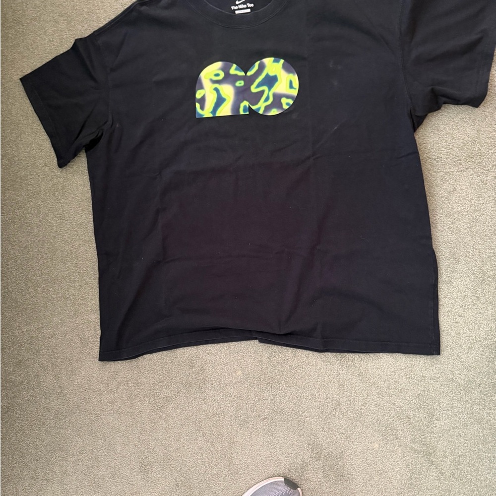 Nike Kids Black Tee with Green and Yellow Graphic